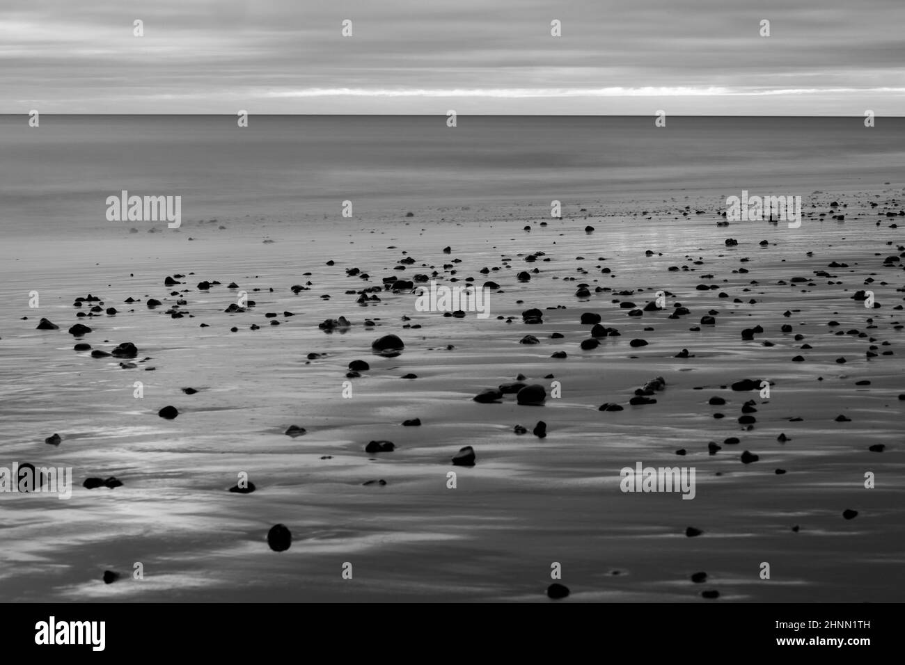 Seascape marine sunset cloudy sky Black and White Stock Photos & Images ...