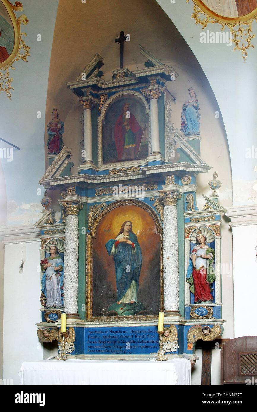 Altar of St. Mary in the church of Our Lady of the Snows in Volavje, Croatia Stock Photo