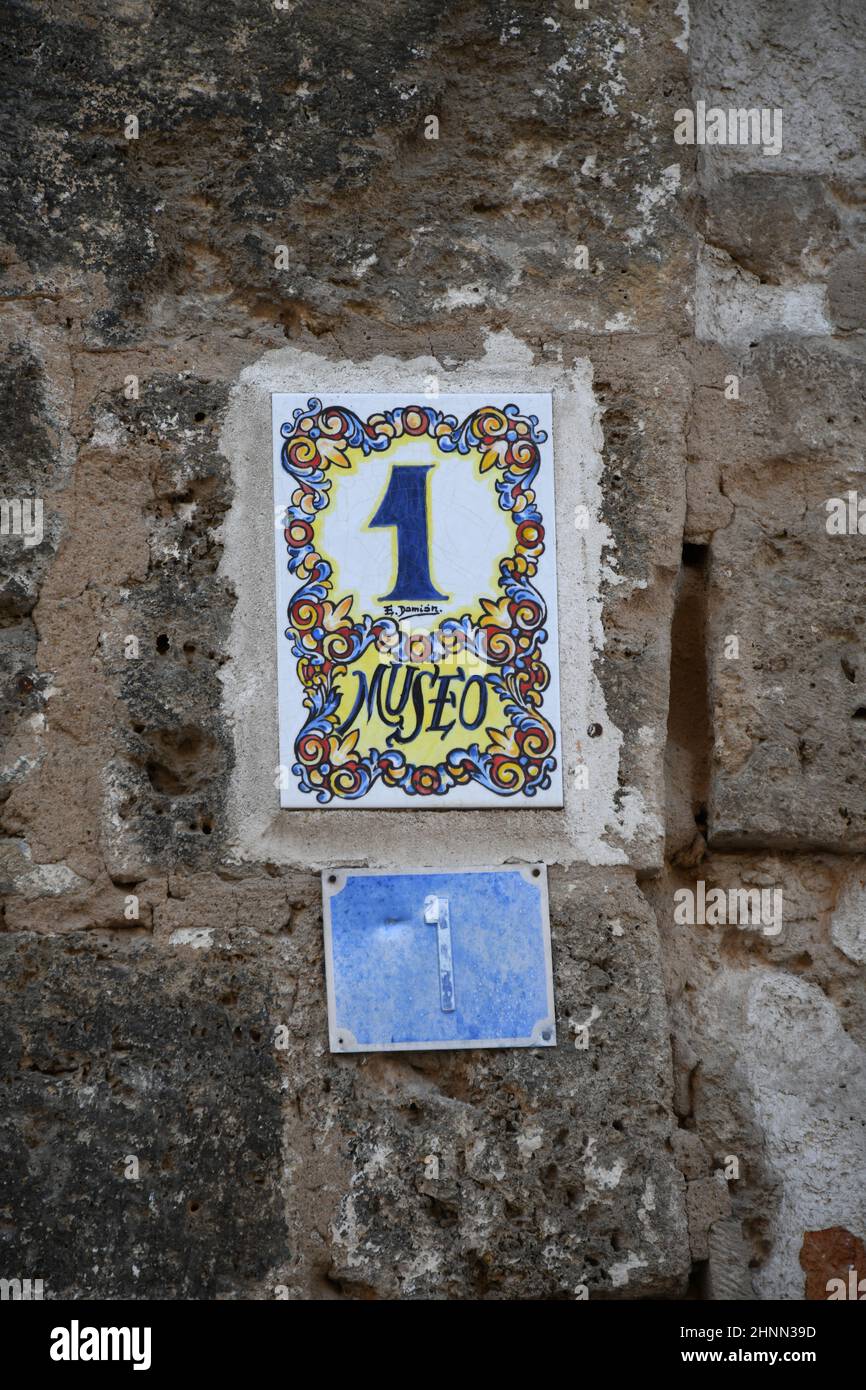 number 1 on a house, Requena, Valencia Province, Costa Blanca, Spain, June, 2021 Stock Photo