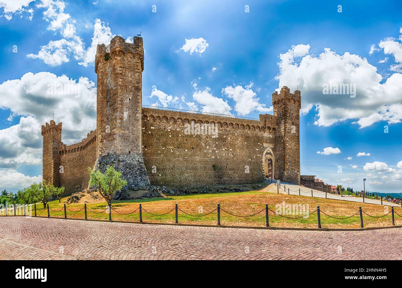 Medieval italian fortress, iconic landmark in Montalcino, Tuscany, Italy Stock Photo