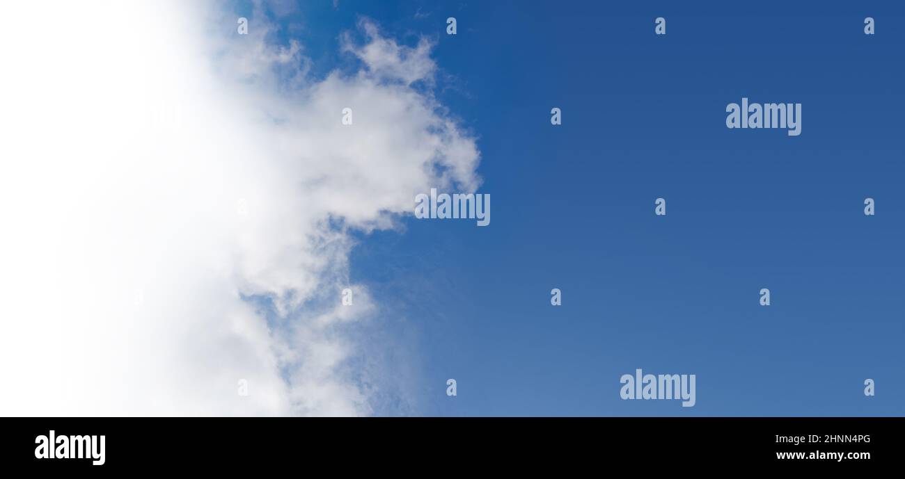 Blue sky background with white clouds. Panorama Stock Photo - Alamy