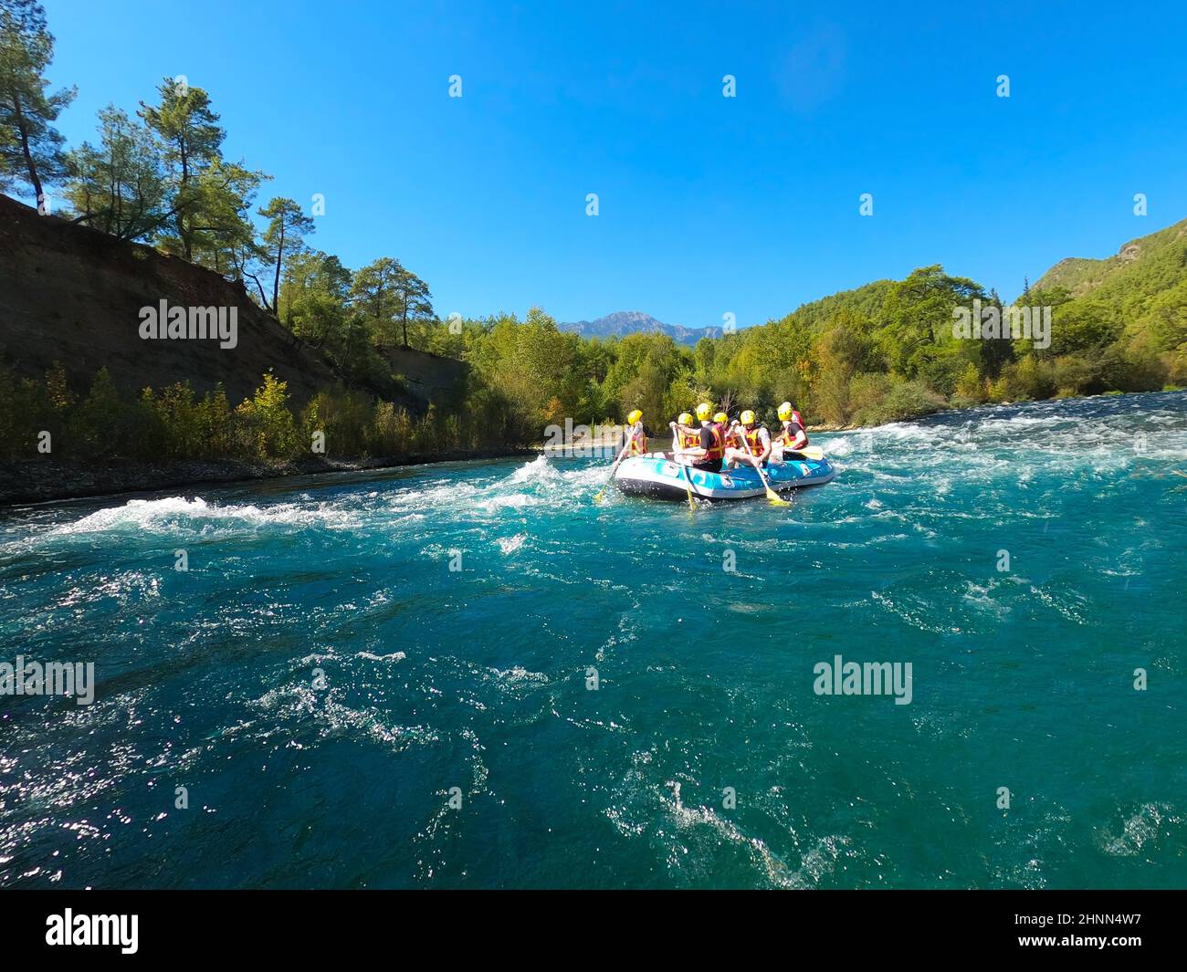 Water rafting on the rapids of river Manavgat in Koprulu Canyon, Turkey