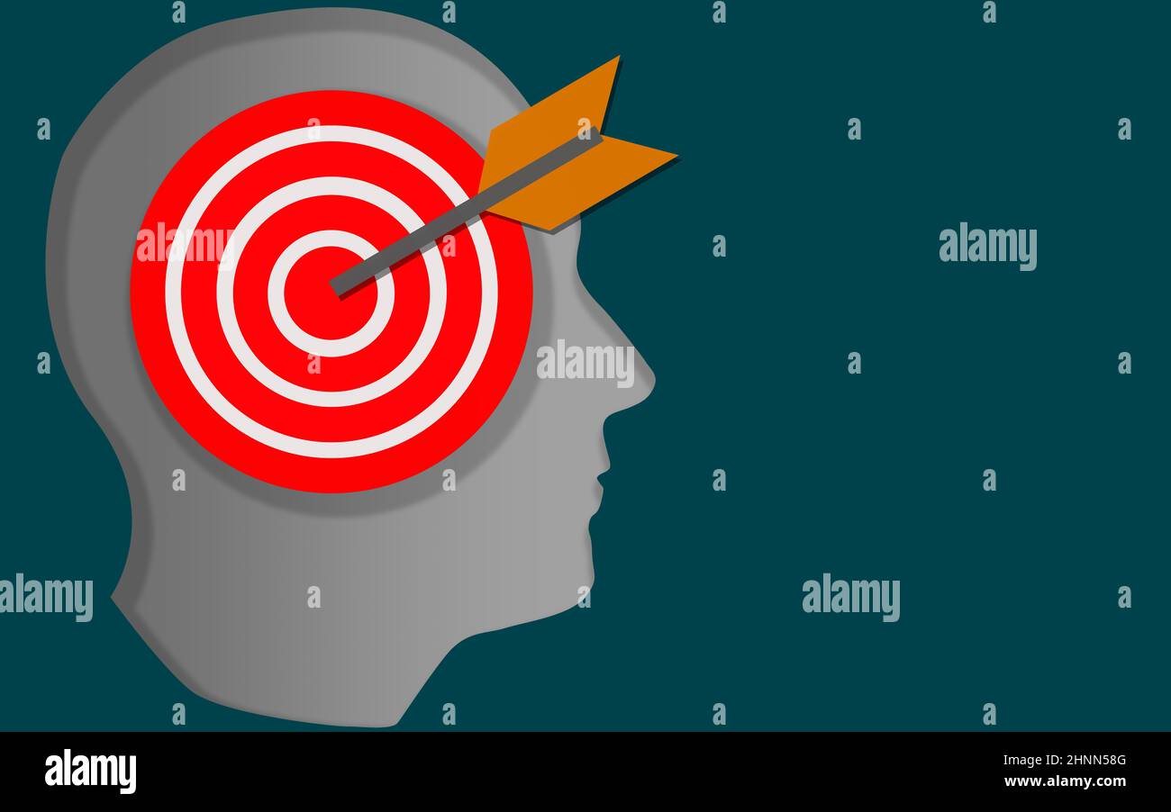 Target goal in human head, 3D rendering Stock Photo