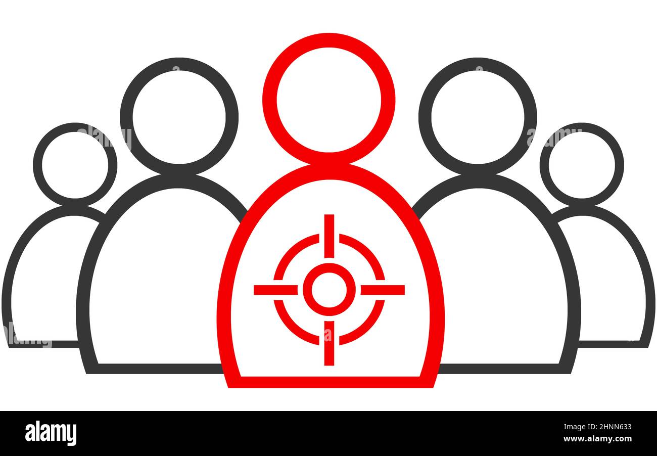 Target icon aim with people sign, 3D rendering Stock Photo - Alamy