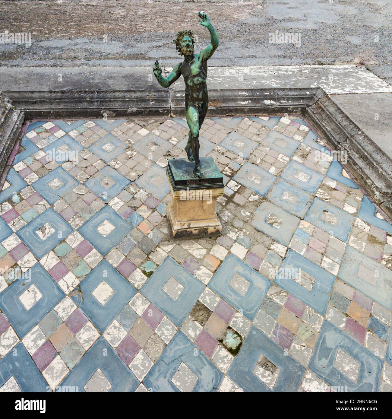 Dancing Faun statue, House of the Faun, Pompeii Stock Photo