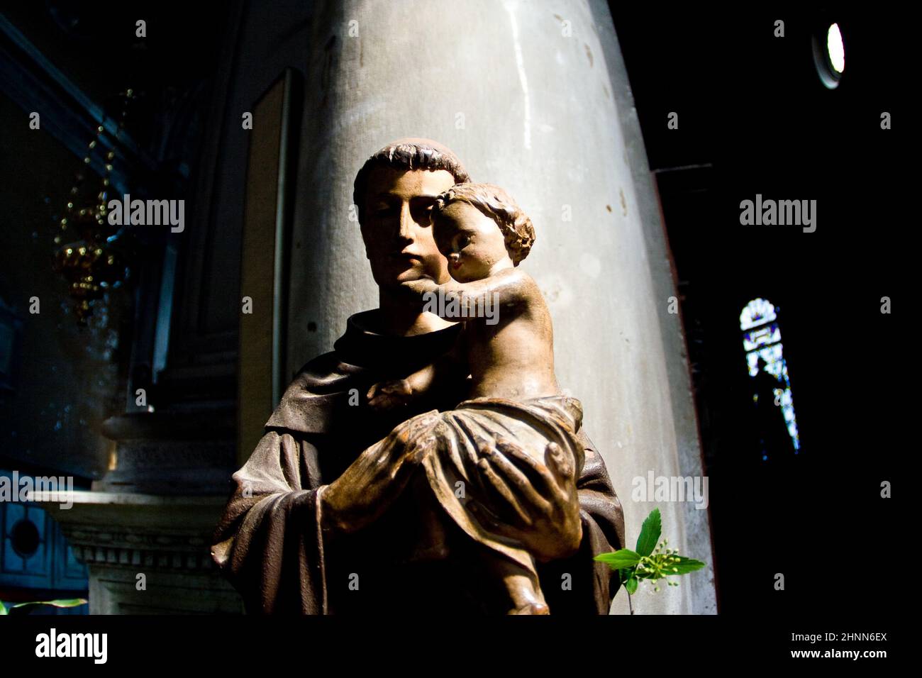 cemetery island of San Michele, figure in the church looking graceful and holy with child in arm Stock Photo