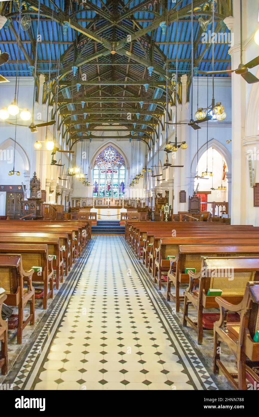 famous St. Johns Cathedral  in Hong Kong. St. John's Cathedral is the oldest Western ecclesiastical building and the oldest Anglican church in the Far East Stock Photo