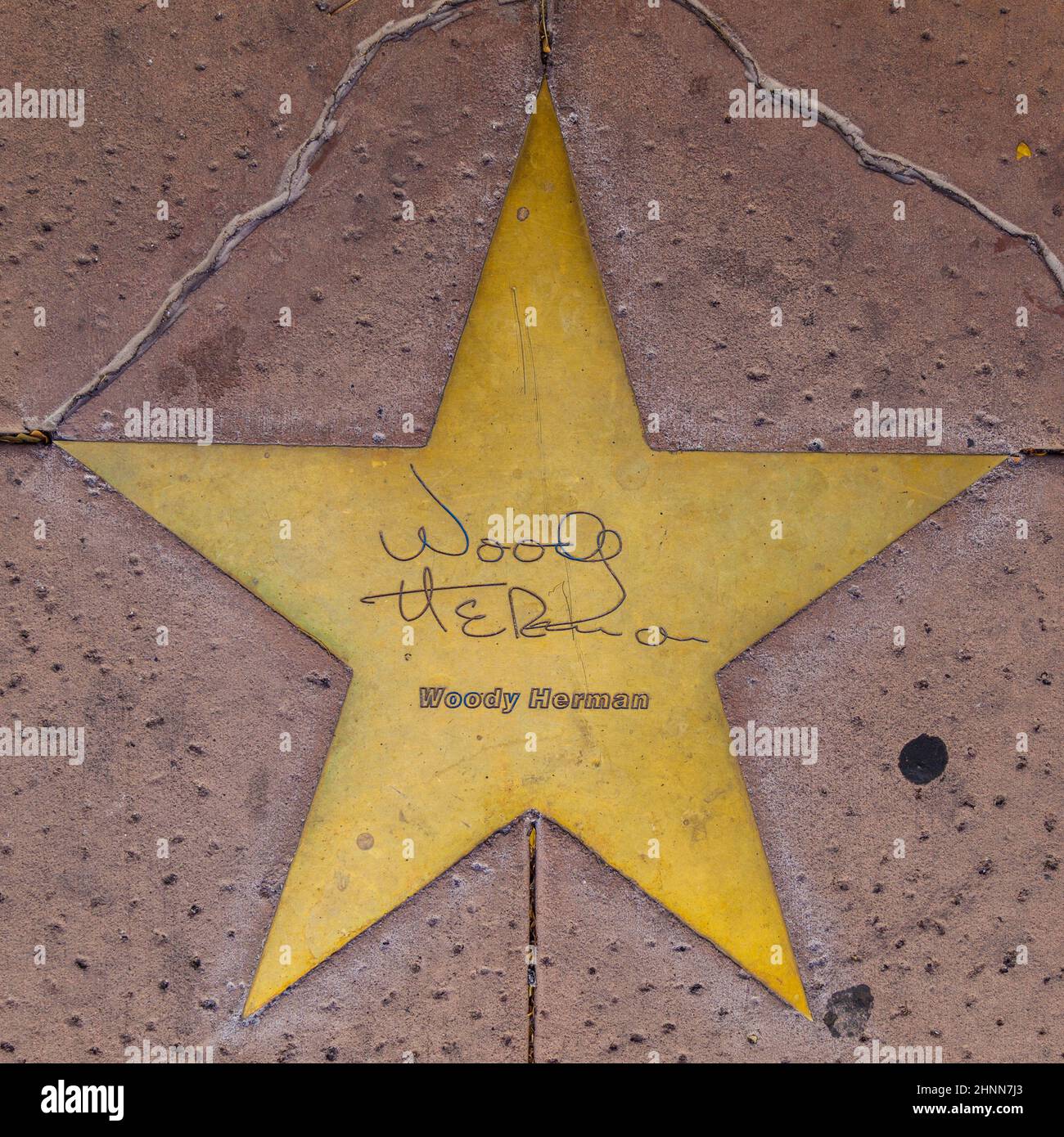 Star of Woody Herman on sidewalk in Phoenix, Arizona. Stock Photo
