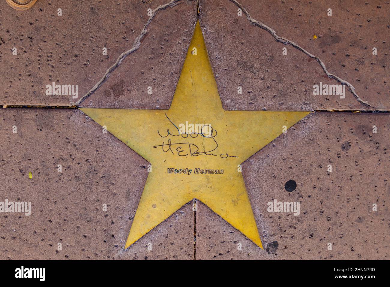 Star of Woody Herman on sidewalk in Phoenix, Arizona. Stock Photo