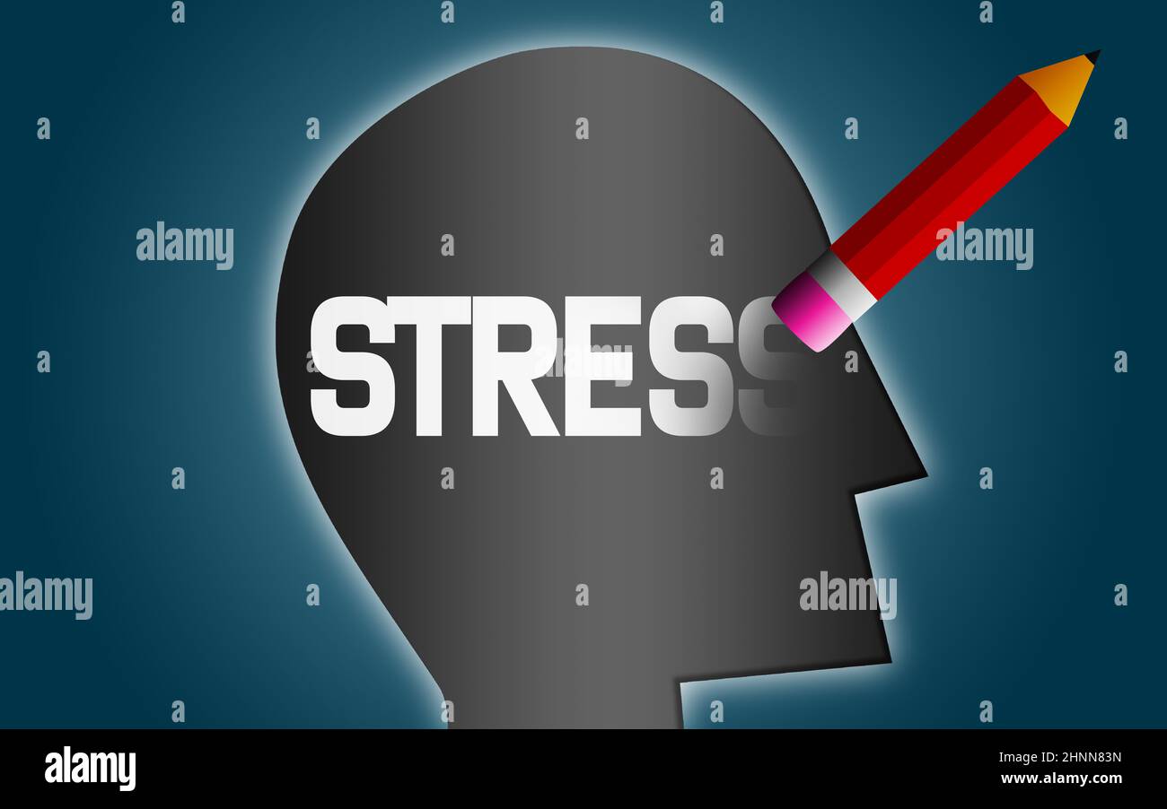 Erase stress word from human head, 3D rendering Stock Photo - Alamy
