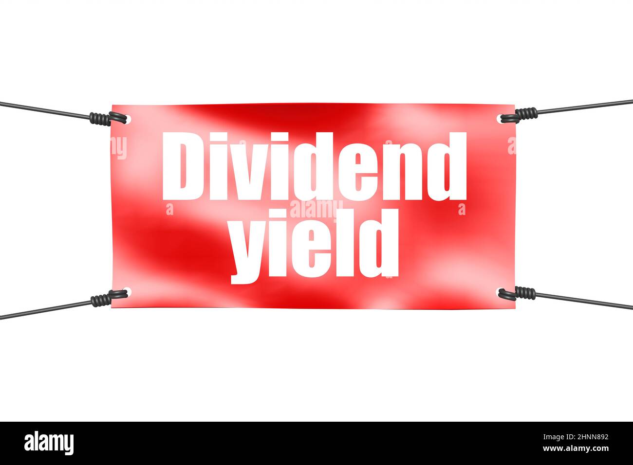 Dividend yield word with red tie up banner, 3D rendering Stock Photo