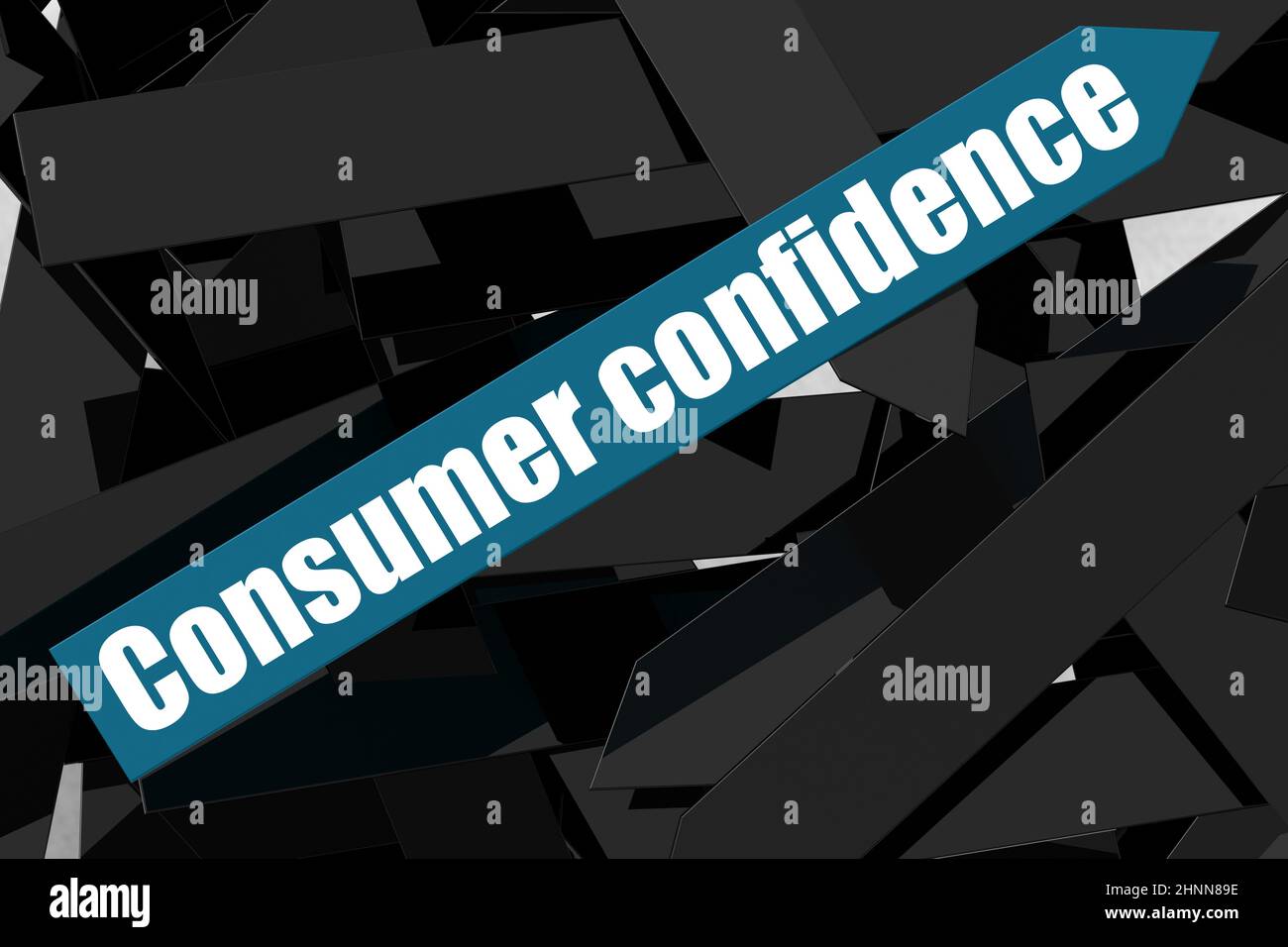Consumer confidence word on the blue arrow, 3D rendering Stock Photo