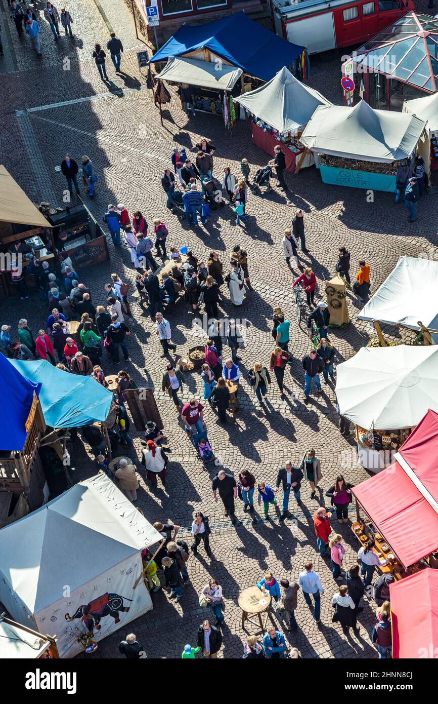 people enjoy the 24th Barbarossamarkt festival Stock Photo