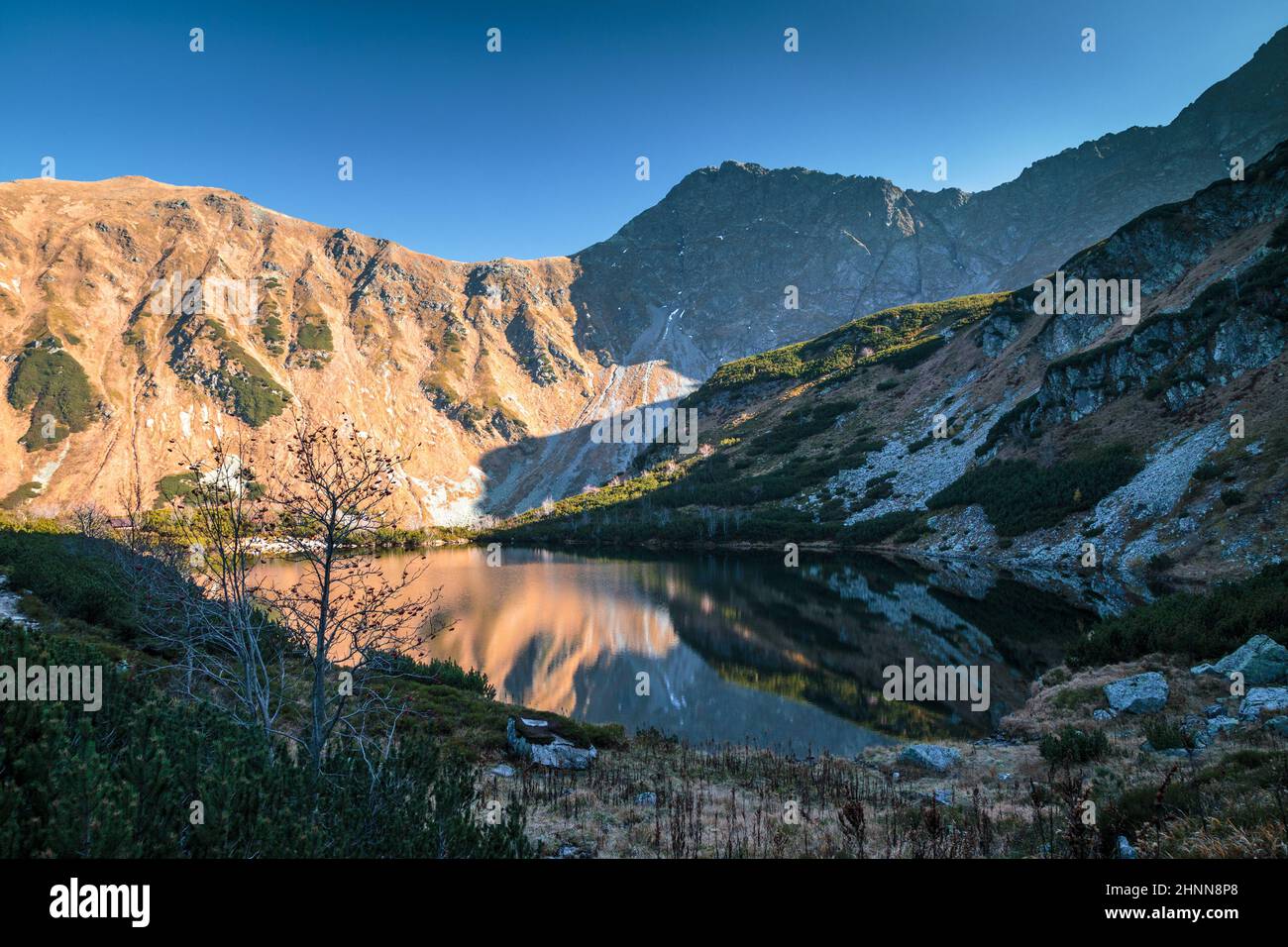 Liesek Rohace Mountain landscape with tarn at autumn, The area of Rohace in Tatras ...
