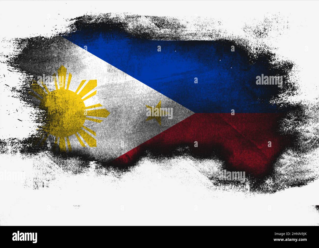 Philippines Flag Painted With Brush On White Background, 3D Rendering ...