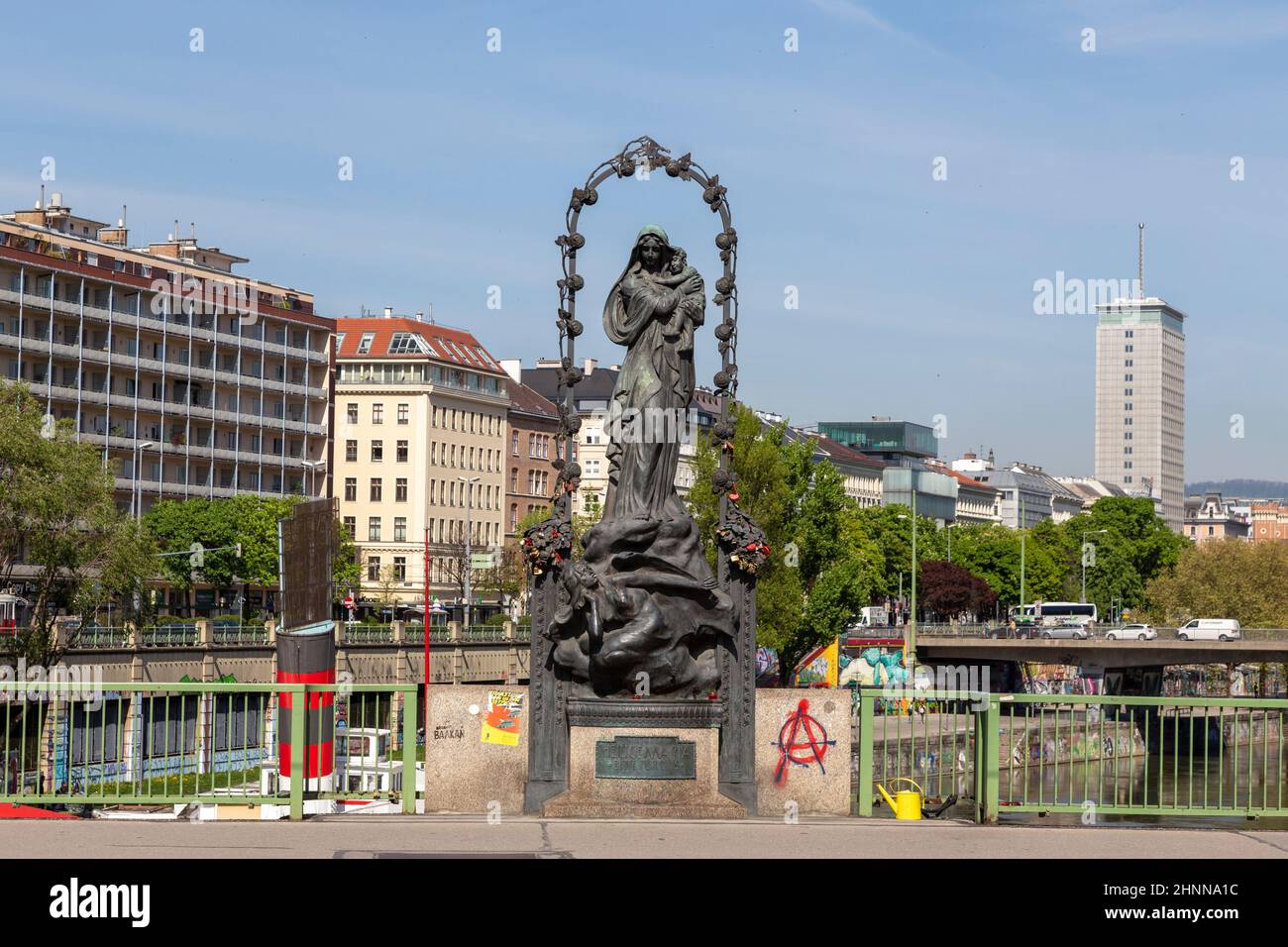statue of Holy Mary at the Mary Bridge Marien Brücke in the first