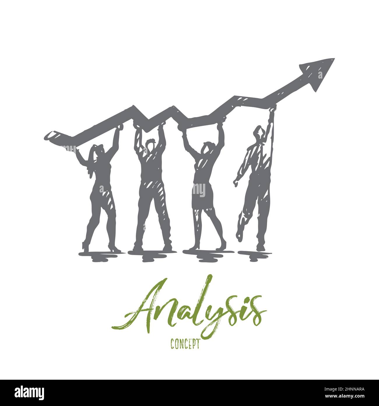 Analysis, graph, line, search, growth concept. Hand drawn team make ...