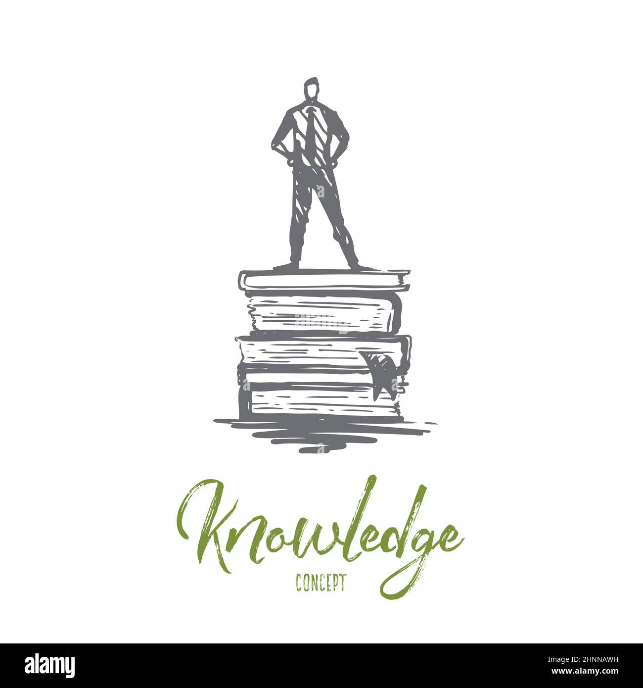 Knowledge, book, education, information, learn concept. Hand drawn man