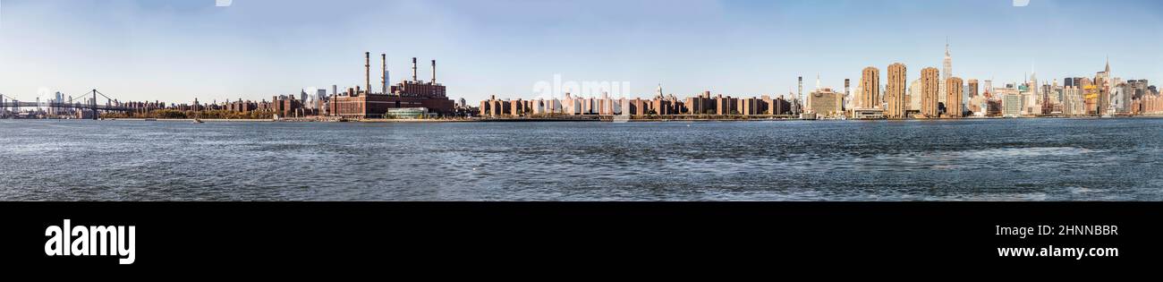 skyline of New York with river Hudson Stock Photo