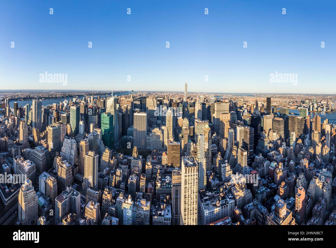 spectacular skyline view of New York in sunset light Stock Photo Alamy