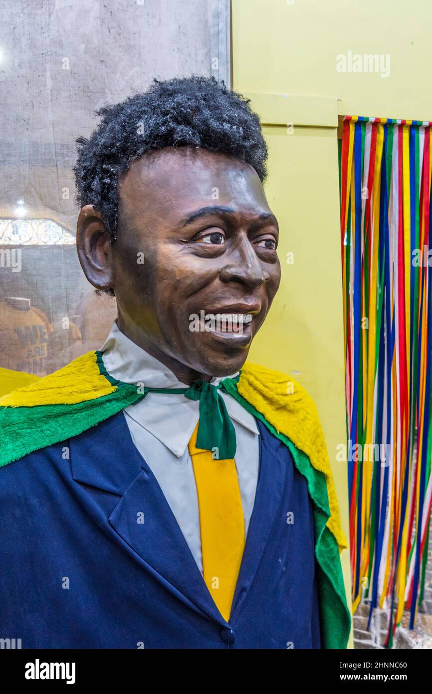 wax puppet representing soccer star Pele  in  Recife Stock Photo