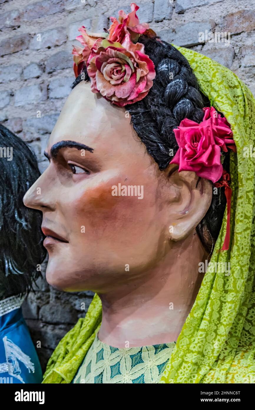 wax puppet representing Frida Kahlo in  Recife Stock Photo
