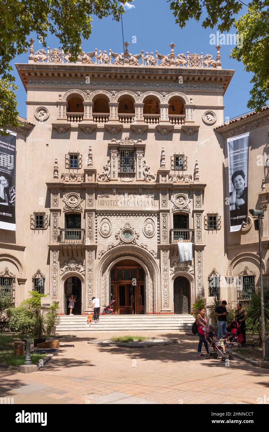 Exterior detail of El Banco Hipotecario Nacional in Mendoza Stock Photo