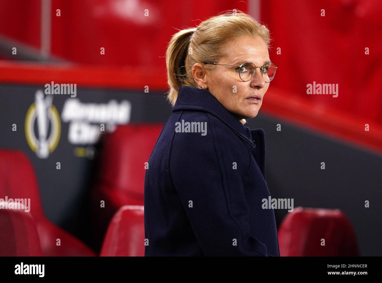 England manager Sarina Wiegman before the Arnold Clark Cup match at the Riverside Stadium, Middlesbrough. Picture date: Thursday February 17, 2022. Stock Photo