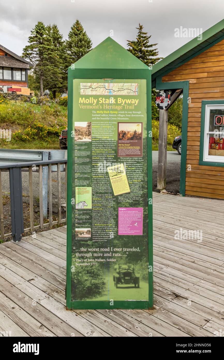 Molly Stark Byway directional signage amid the Green Mountains.
