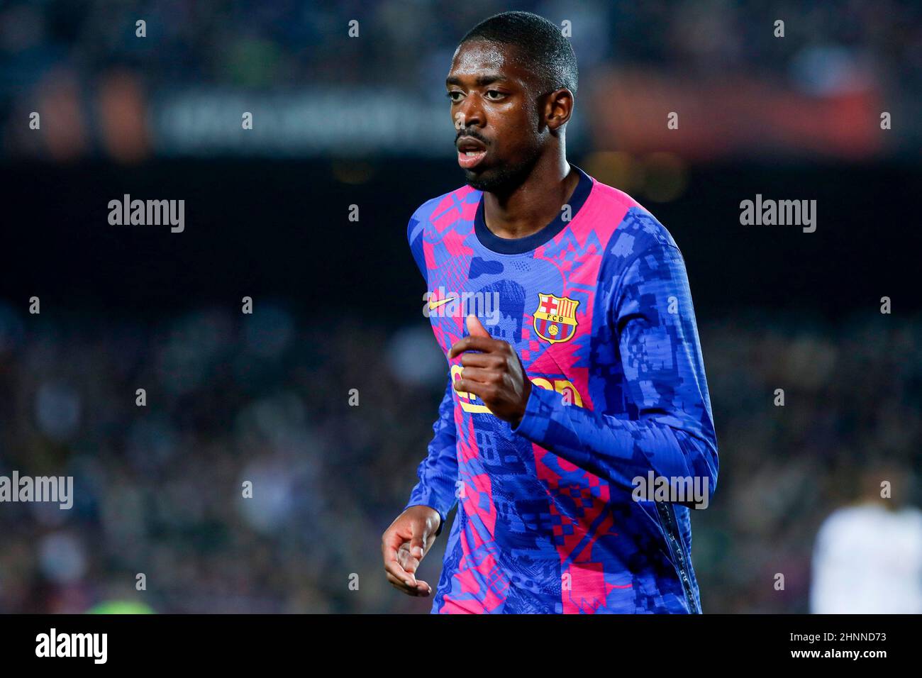 BARCELONA, SPAIN - FEBRUARY 17: Ousmane Dembele of FC Barcelona during the UEFA Europa League match between FC Barcelona and SSC Napoli at the Camp Nou on February 17, 2022 in Barcelona, Spain (Photo by DAX Images/Orange Pictures) Stock Photo