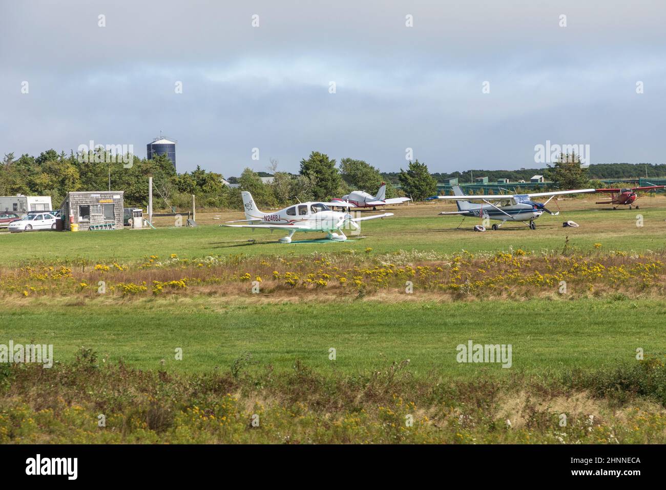 small airfield at Edgartown at the island of Martha's Vineyard, Massachusetts, USA Stock Photo