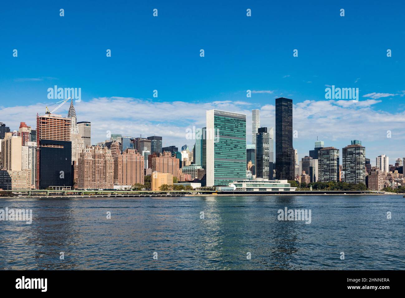 The headquarters building of the United Nations on the East River in New York City Stock Photo