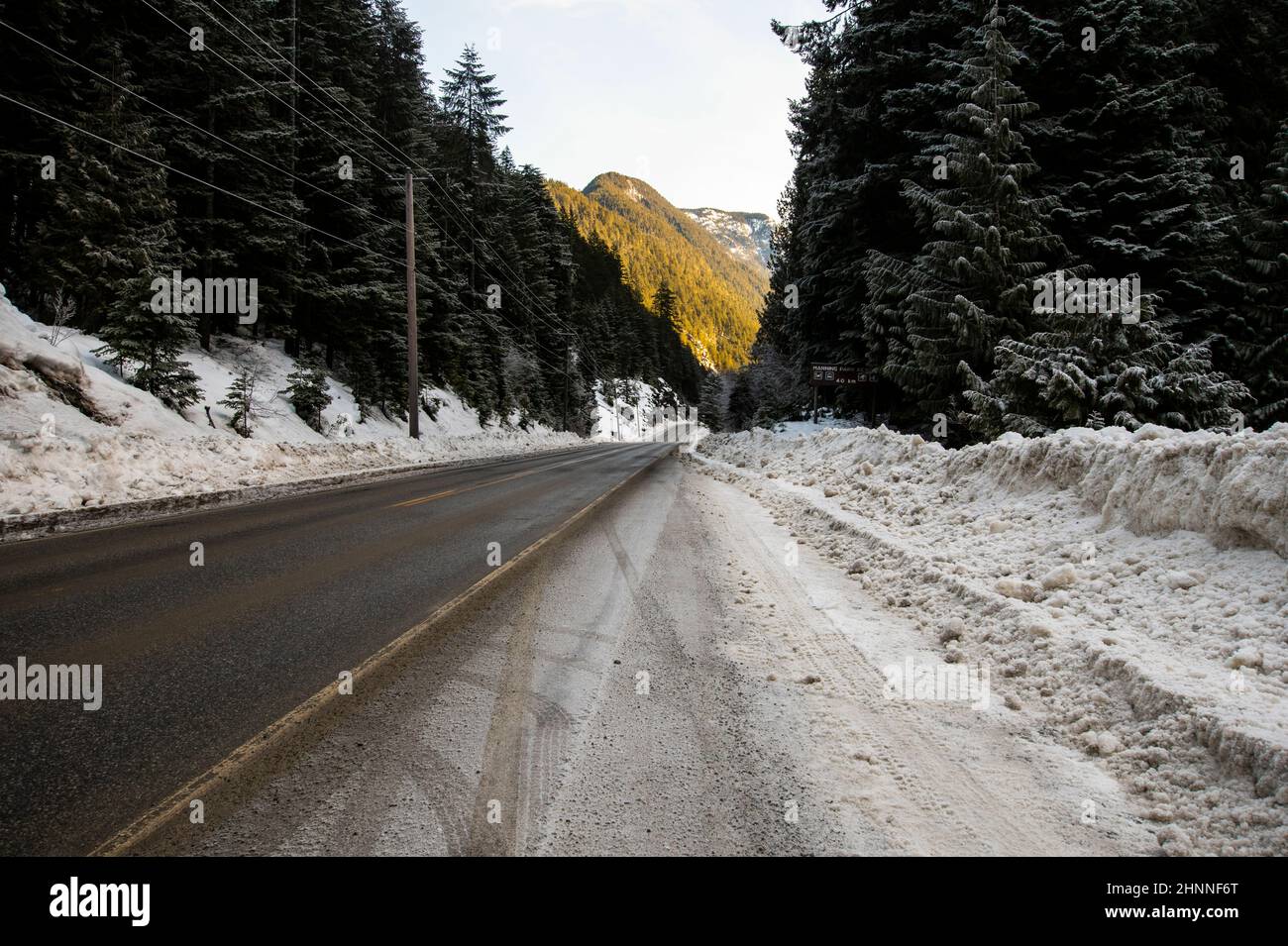 Winter conditions on highway 3, Manning Park, British Columbia, Canada