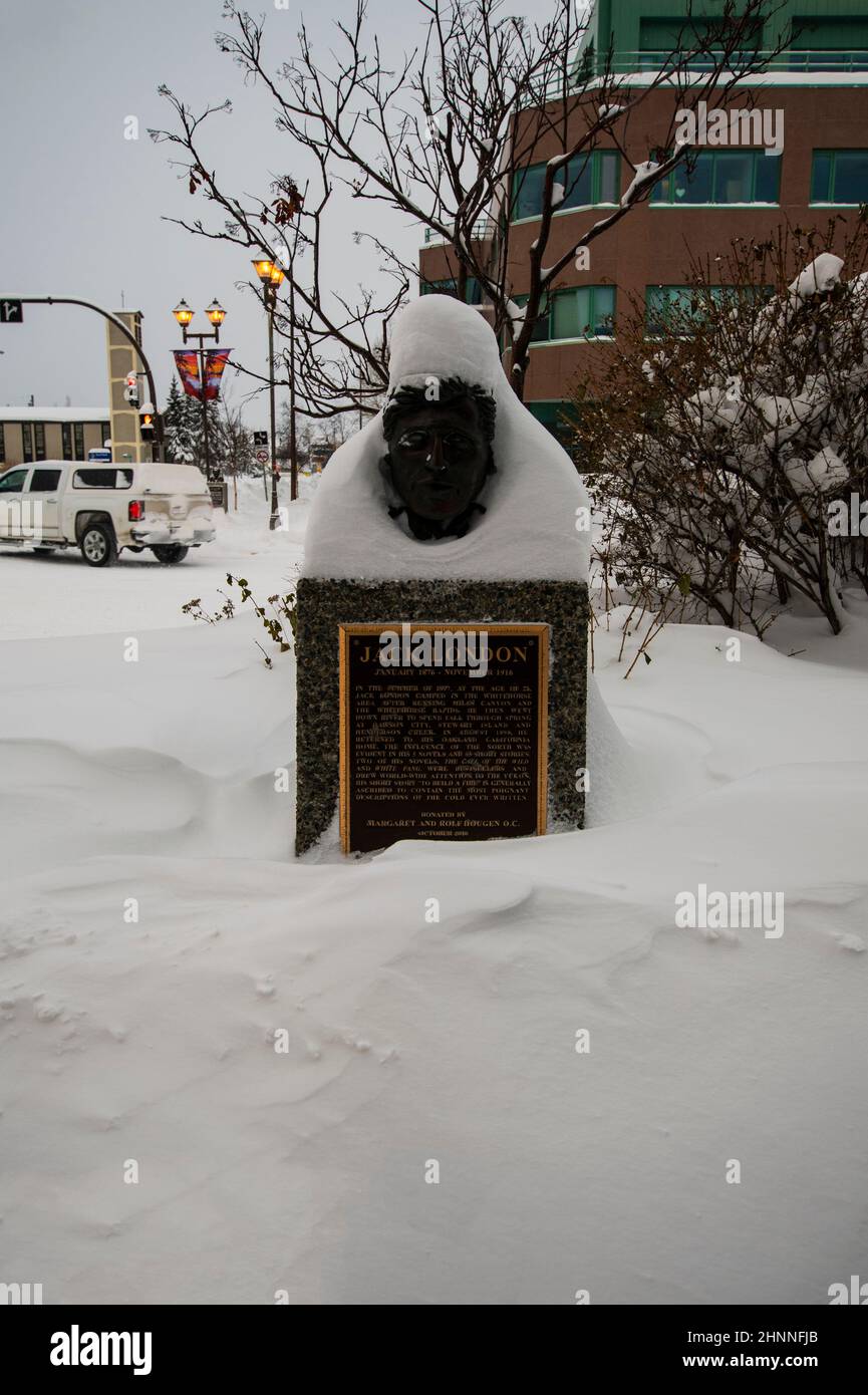Bust of Jack London, Whitehorse, Yukon, Canada Stock Photo