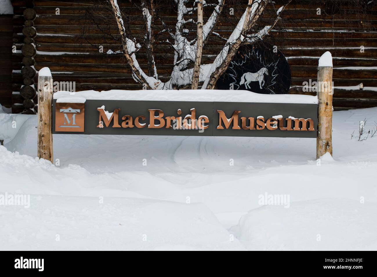 MacBride Museum sign, Whitehorse, Yukon, Canada Stock Photo