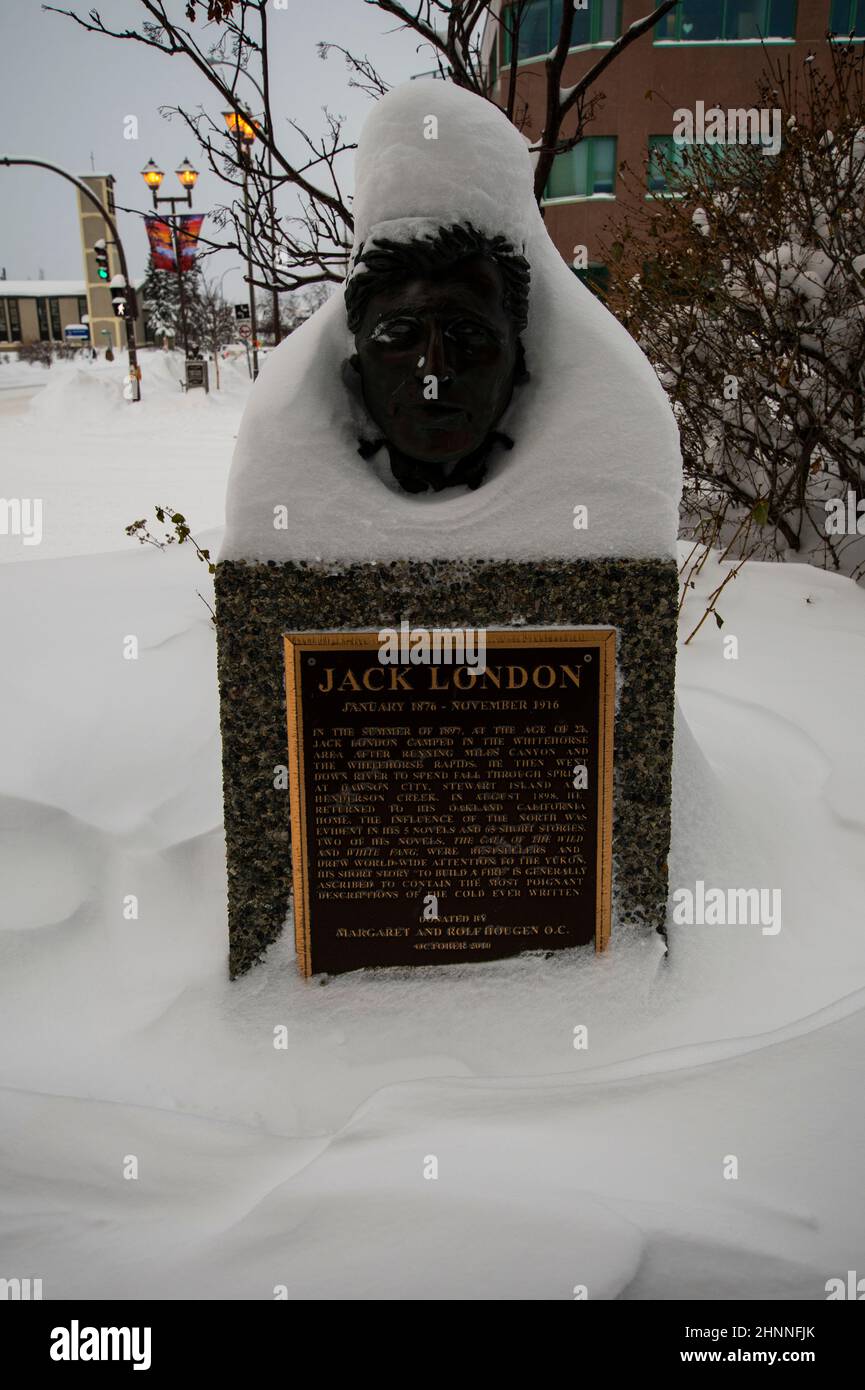 Bust of Jack London, Whitehorse, Yukon, Canada Stock Photo