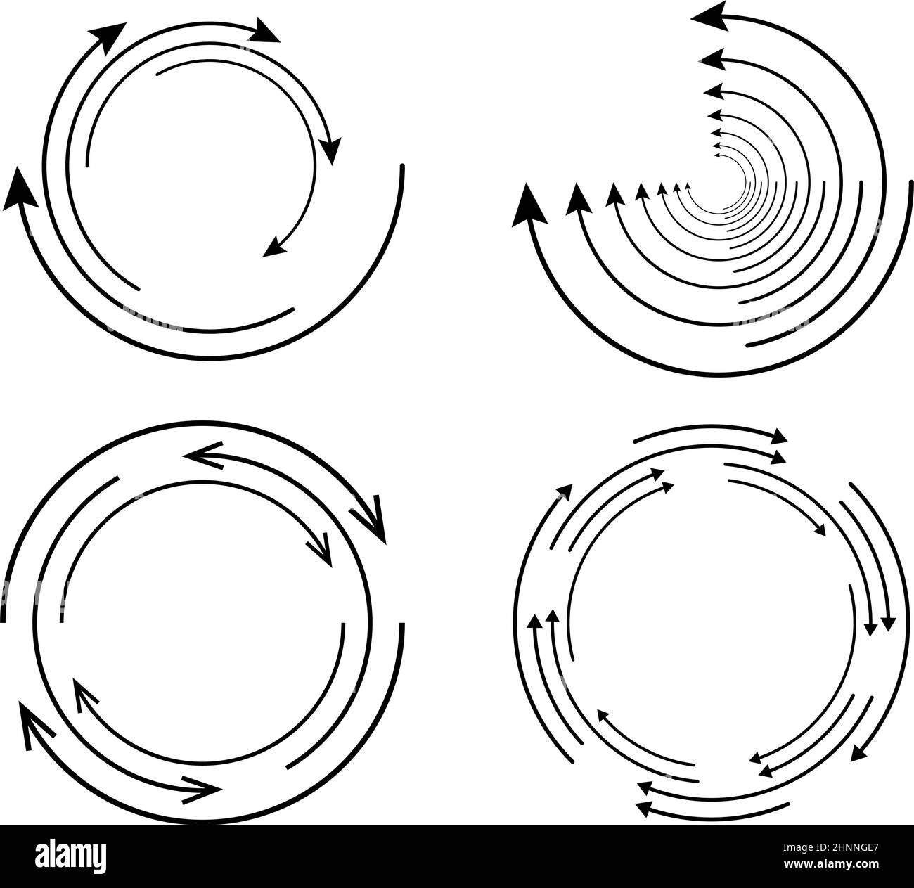 Random circular, cycle arrow element. Spiral, spinning, revolve arrows ...