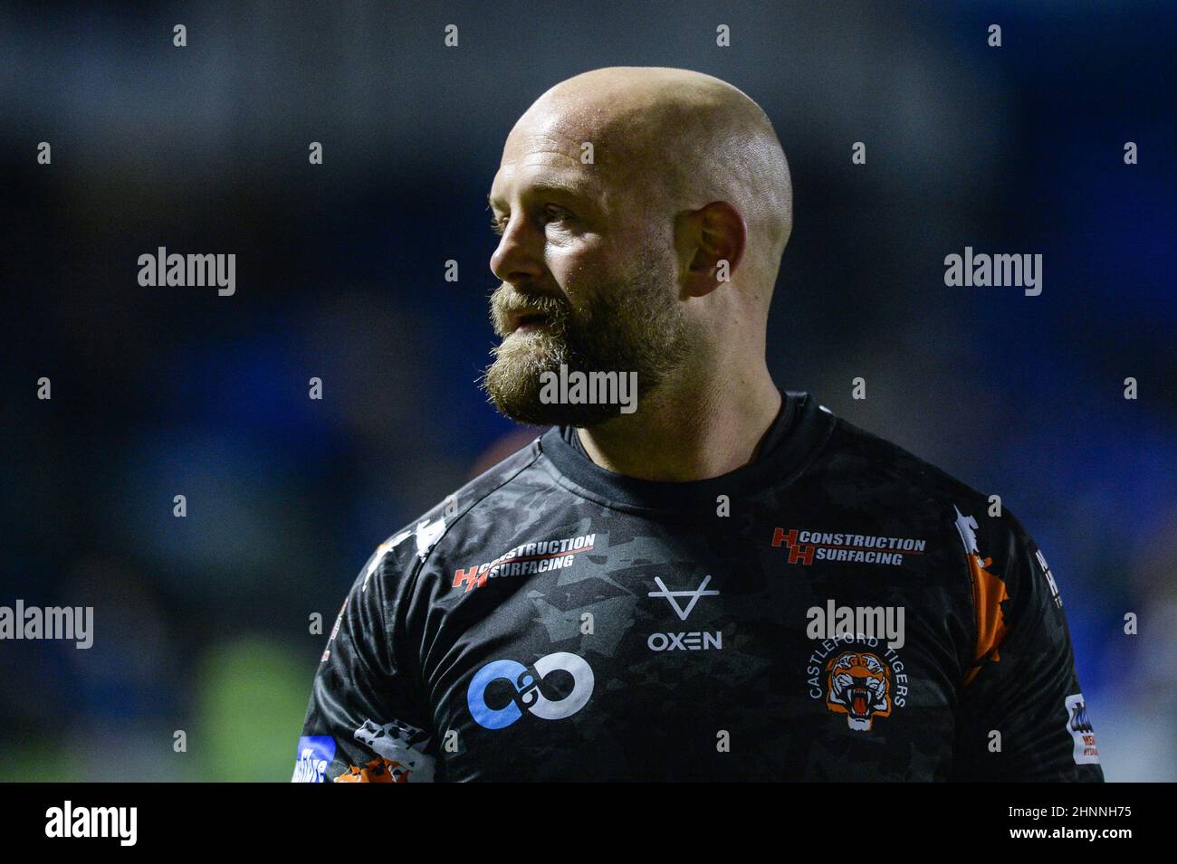 Warrington, England - 17 February 2022 - Paul McShane of Castleford Tigers during warm up in the Rugby League Betfred Super League Round 2 Warrington Wolves vs Castleford Tigers at Halliwell Jones Stadium, Warrington, UK  Dean Williams Stock Photo