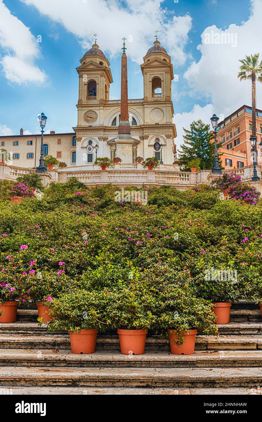 Church of Trinita dei Monti, iconic landmark in Rome, Italy Stock Photo