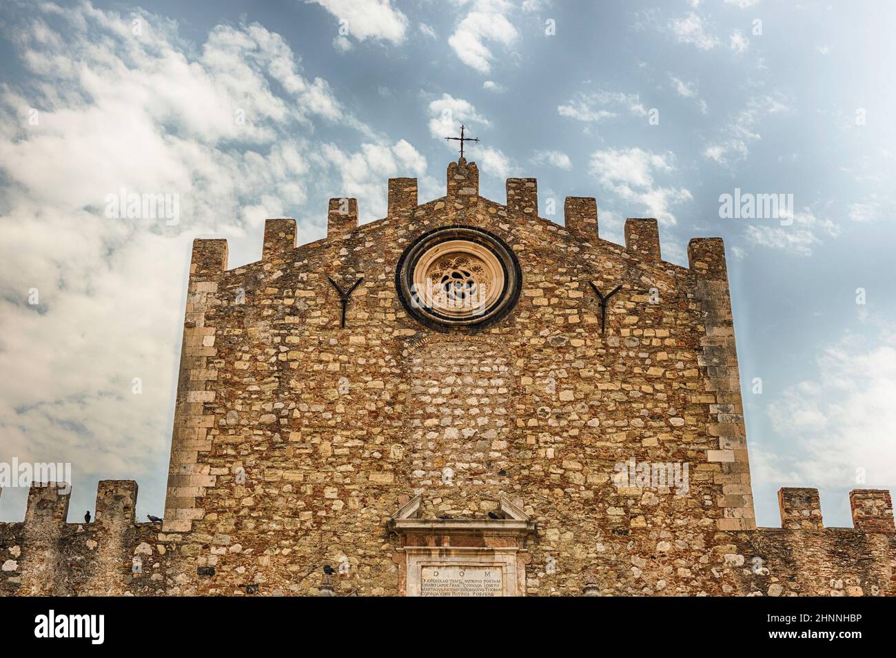 Facade of St. Nicholas Cathedral in Taormina, Sicily, Italy Stock Photo