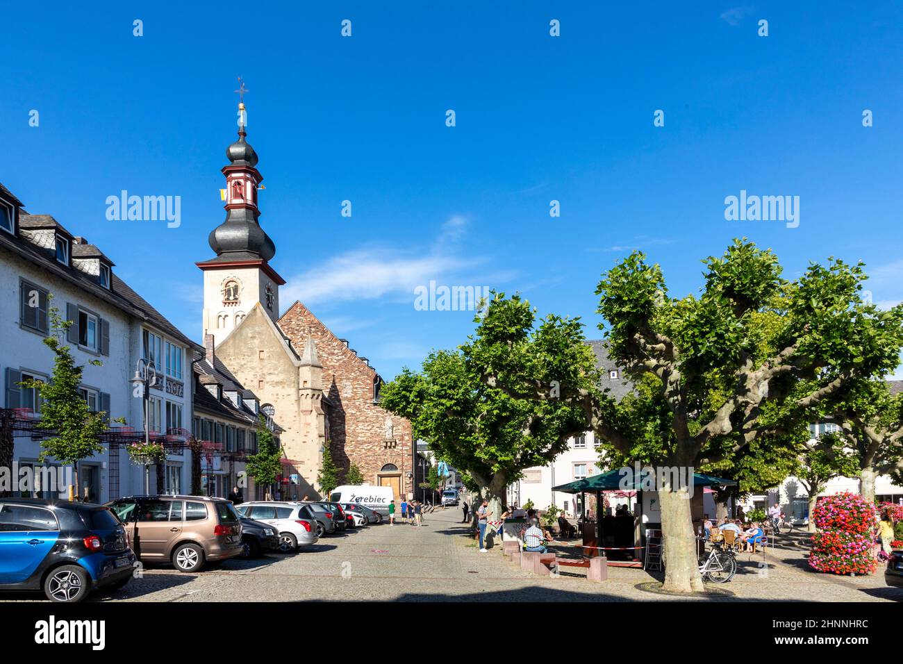 scenic view to place in the historic touristic part of Ruedesheim, Germany Stock Photo
