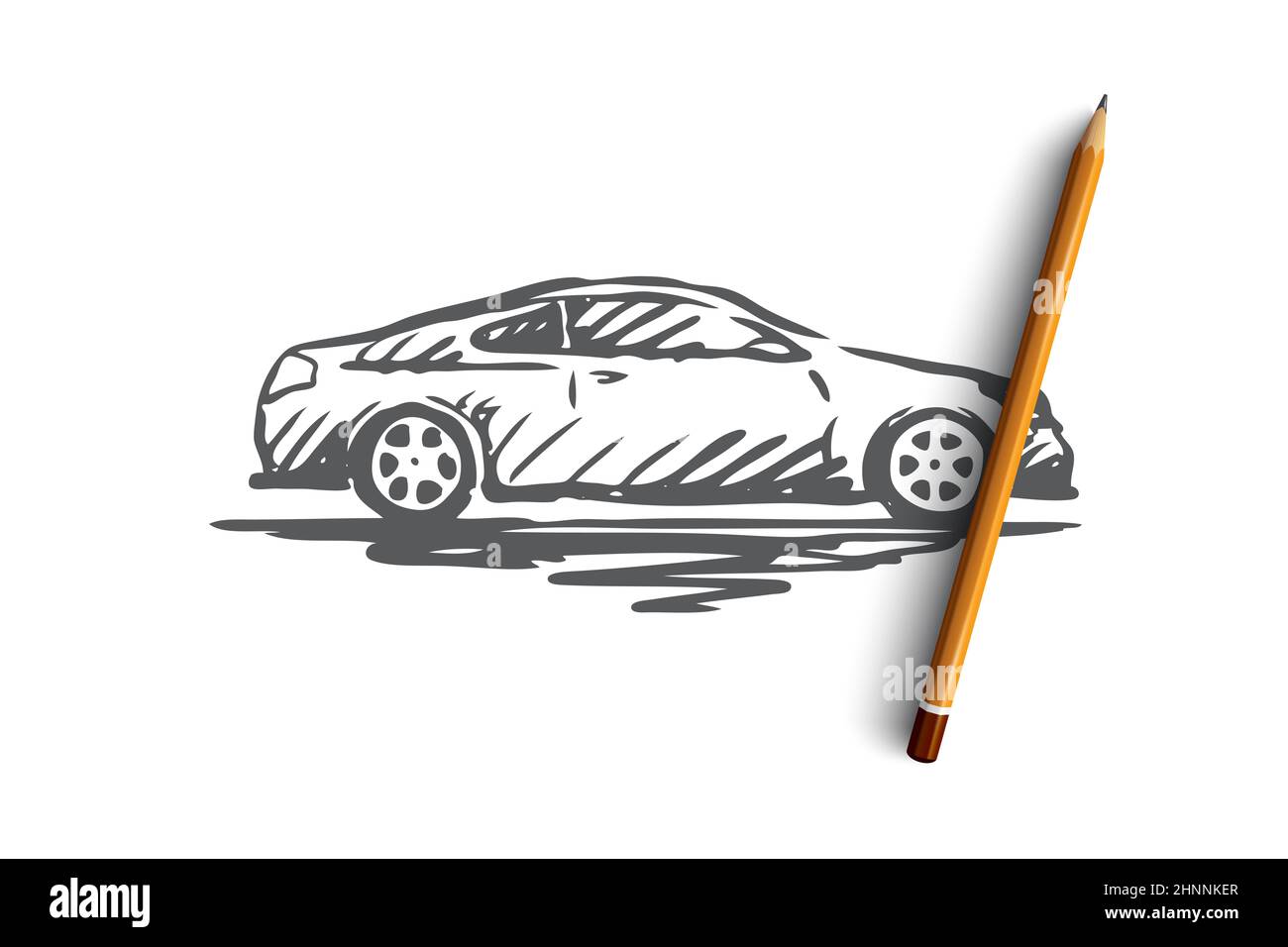 Car, transportation, vehicle, auto, speed concept. Hand drawn fast