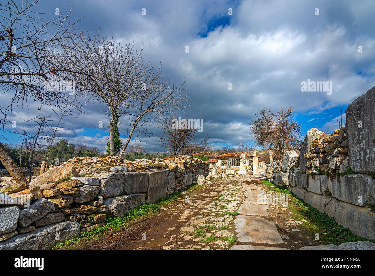 Stratonikeia Ancient City, known as 'City of Gladiators', who hosted many civilizations throughout history in Eskihisar Quarter Stock Photo