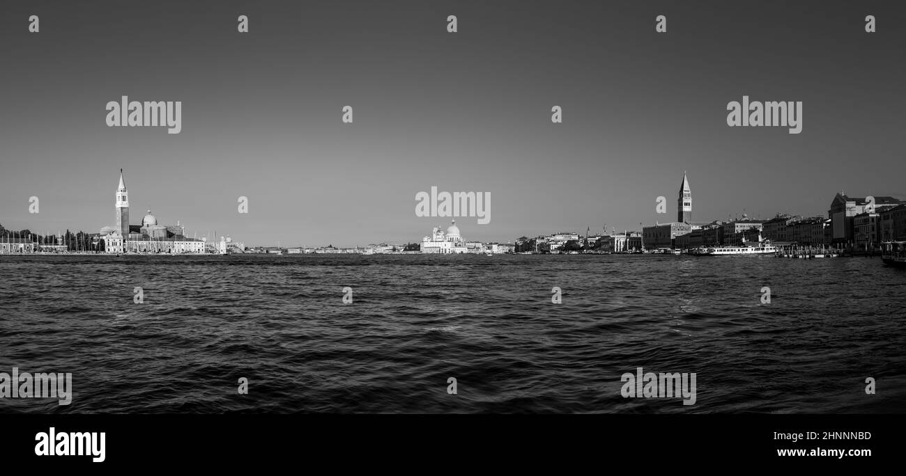 panoramic view of Venice with Canale Grande, San Marco square  and world famous campanile Stock Photo
