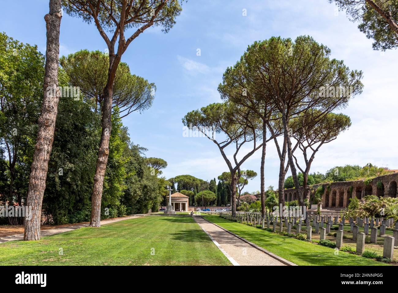 Rome War Cemetery of commonwealth war graves. Soldiers who are fallen in WW2 in period of 1939 - 1945 Stock Photo
