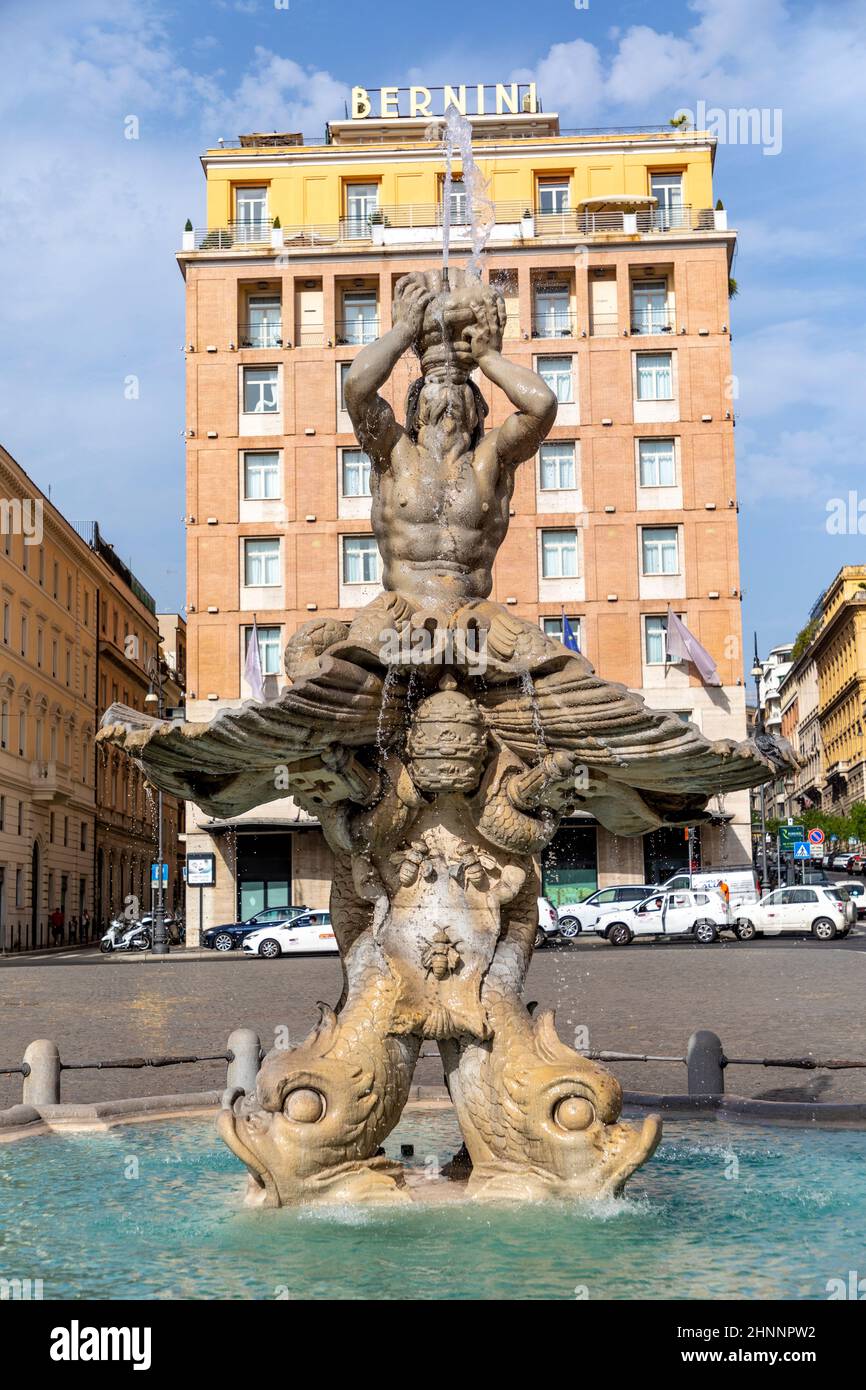 Triton Fountain (Fontana del Tritone), Rome Stock Photo