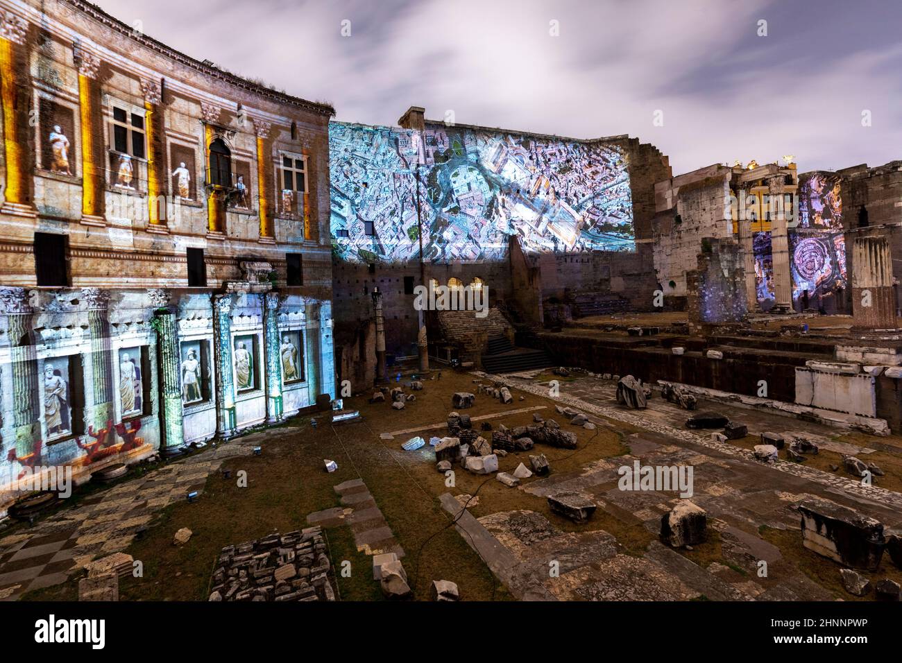 multi media show of the history of Rome at the  Forum of Alexander by nigh Stock Photo