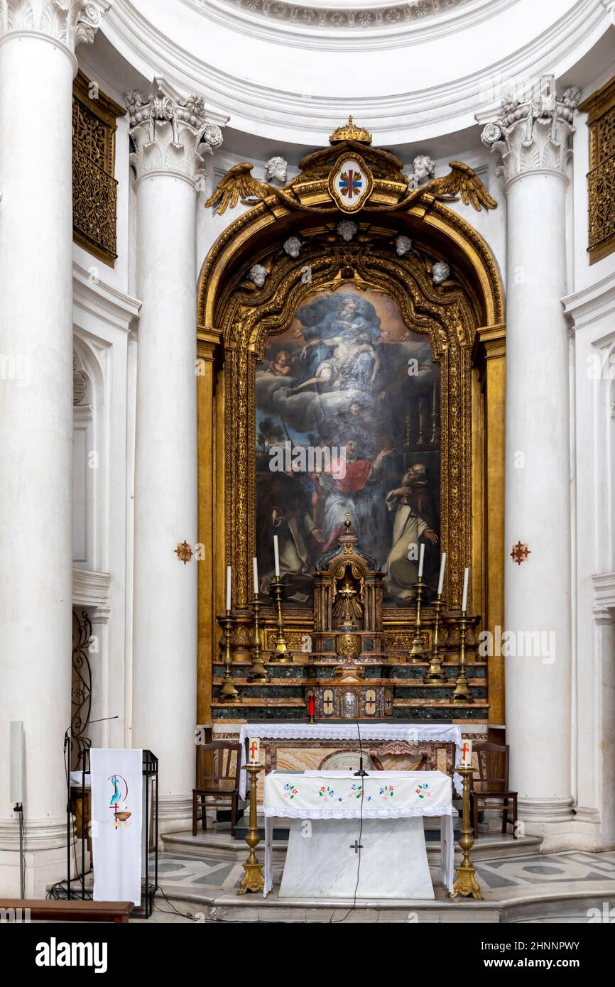 inside view of San Carlo alle Quattro Fontane (Saint Charles at the Four Fountains), also called San Carlino in Rome, Italy. Stock Photo