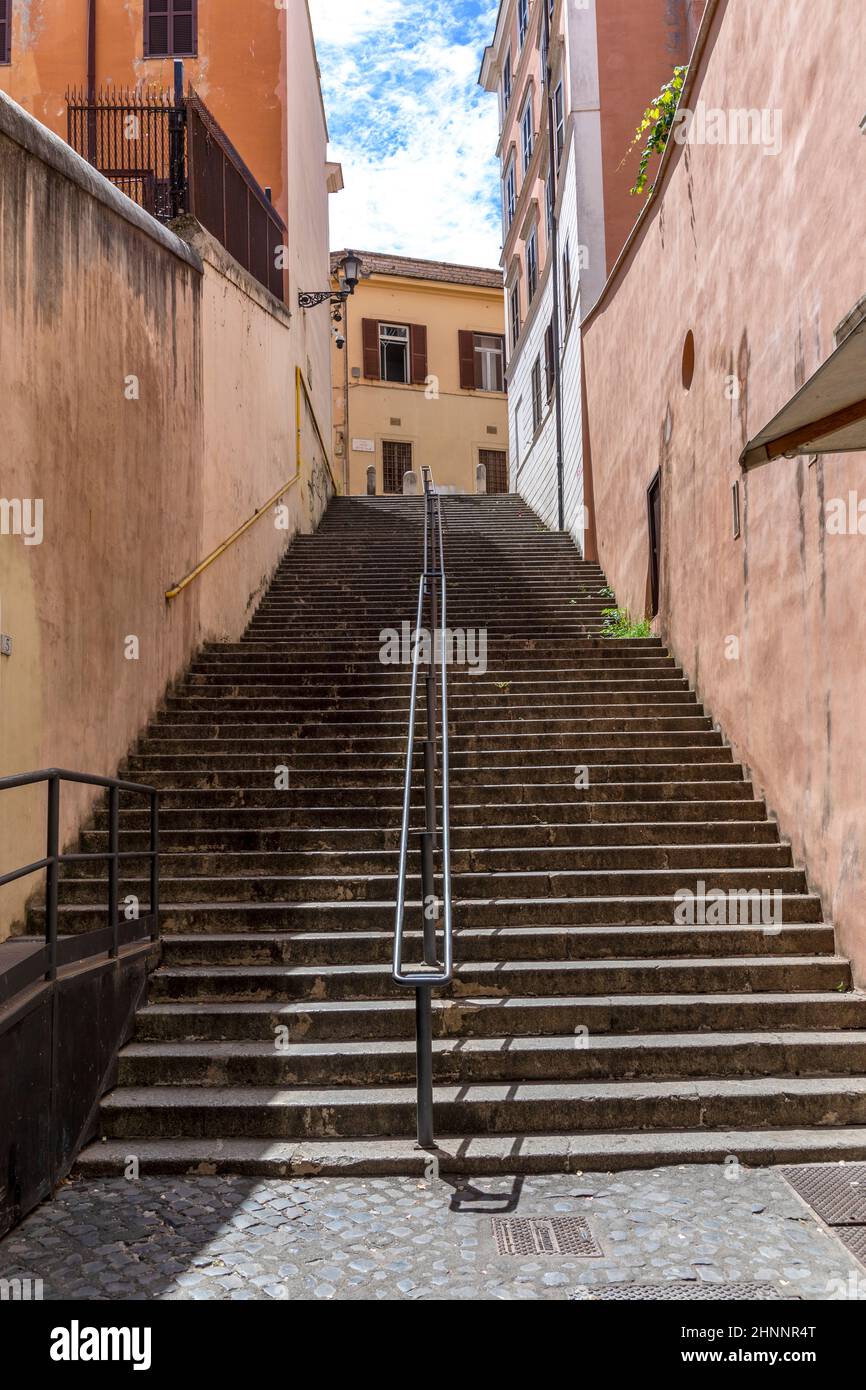 steps at small Via di Monte polacco in Rome, Italy Stock Photo
