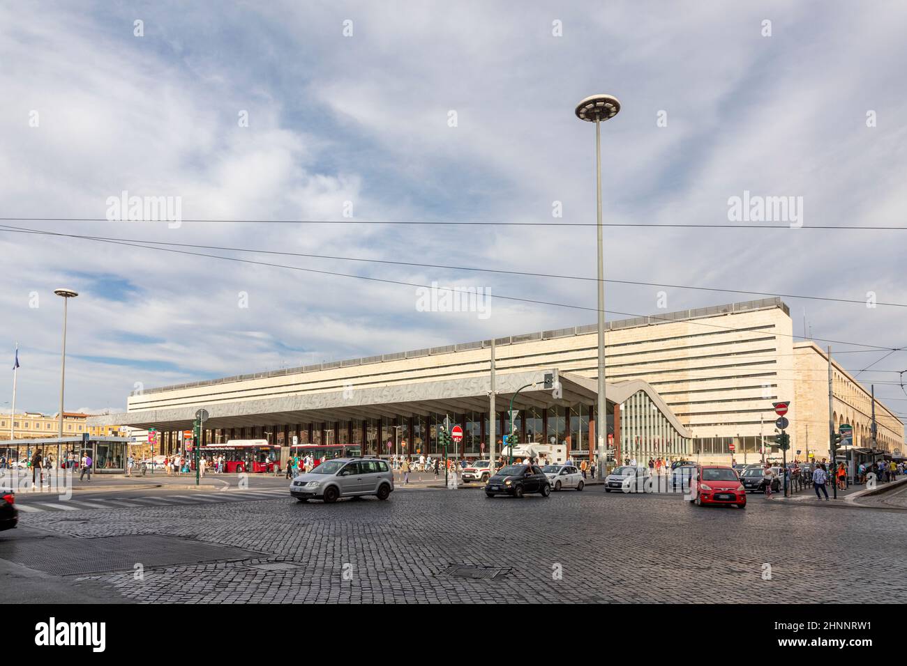 Train Station Termini Romewith parking lot for Busses Stock Photo